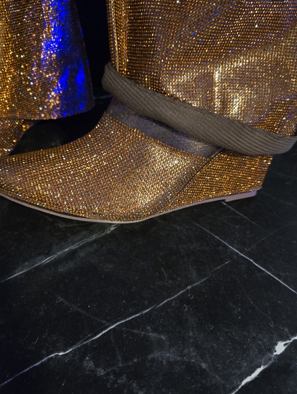 Embellished Bronze Rhinestone Boot - Picture 6 of 7